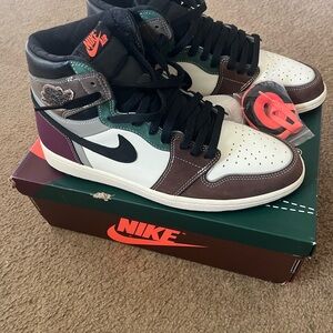 Jordan 1 high craft Black, Green,wine, and Brown High-Top Sneakers